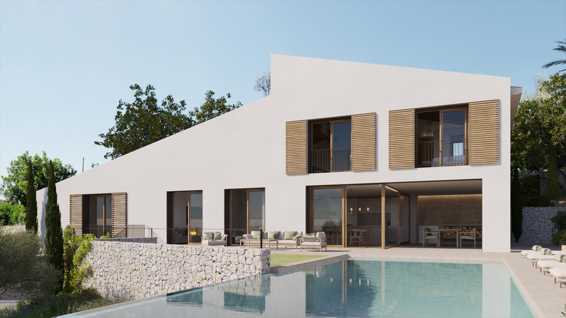 Finca na Escolana — finca de obra nueva con piscina infinity en Maria de la Salut